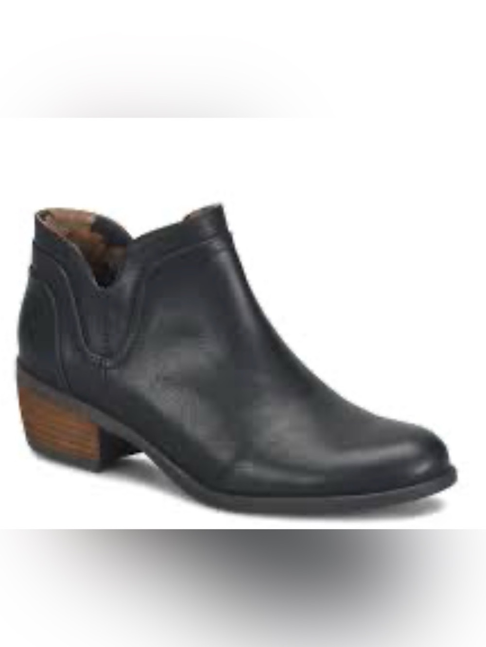 Women's Black Leather Ankle Boot with Low Heel Boc
